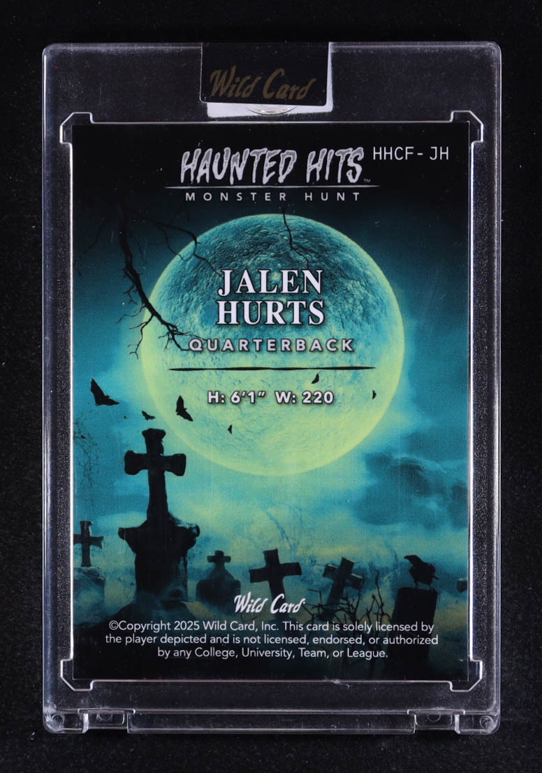 Jalen Hurts 2025 Wild Card Haunted Hits Monster Hunt Yellow Cornfield Mojo #JH #1/2 at PristineAuction.com Jalen Hurts 2025 Wild Card Haunted Hits Monster Hunt Yellow Cornfield Mojo #JH #1/2 at PristineAuction.com
