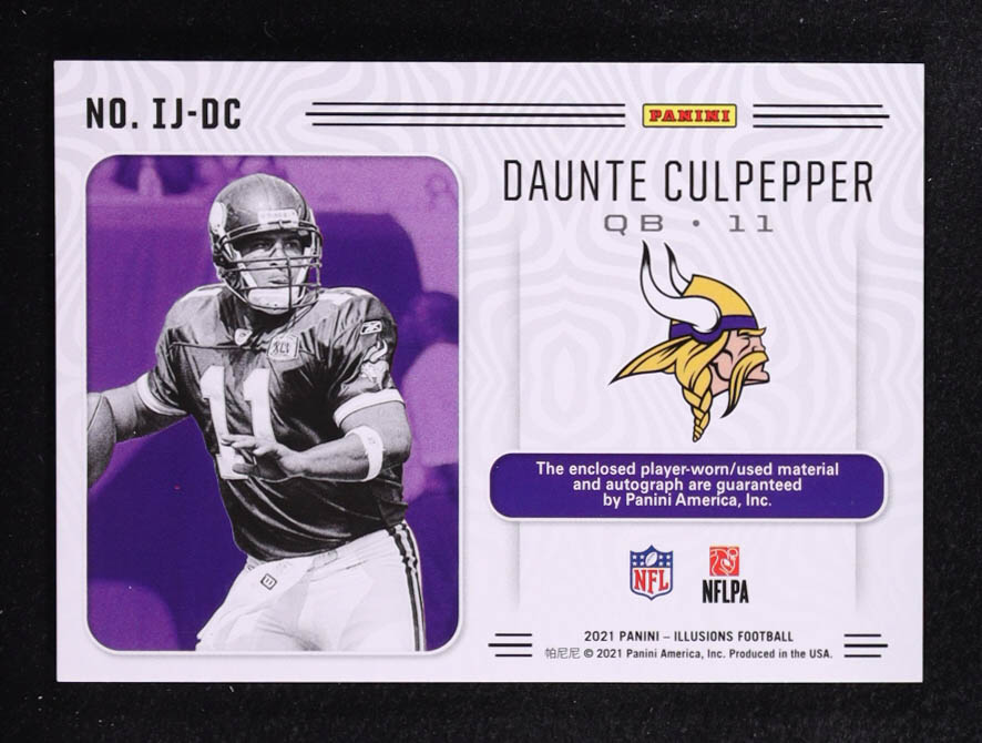 Daunte Culpepper 2021 Panini Illusions Immortalized Jersey Autographs Player-Worn #27 #060/299 at PristineAuction.com Daunte Culpepper 2021 Panini Illusions Immortalized Jersey Autographs Player-Worn #27 #060/299 at PristineAuction.com