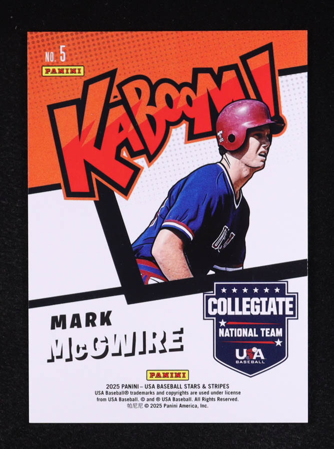 Mark McGwire 2025 USA Baseball Stars and Stripes Kaboom! #5 at PristineAuction.com Mark McGwire 2025 USA Baseball Stars and Stripes Kaboom! #5 at PristineAuction.com