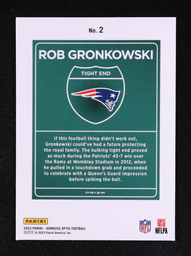 Rob Gronkowski 2023 Donruss Optic Downtown International #2 at PristineAuction.com Rob Gronkowski 2023 Donruss Optic Downtown International #2 at PristineAuction.com
