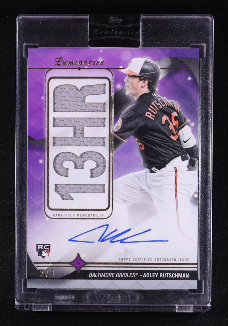 Adley Rutschman 2023 Topps Luminaries Home Run Kings Autograph Relics Purple #HRKARARU RC #2/3 at PristineAuction.com Adley Rutschman 2023 Topps Luminaries Home Run Kings Autograph Relics Purple #HRKARARU RC #2/3 at PristineAuction.com
