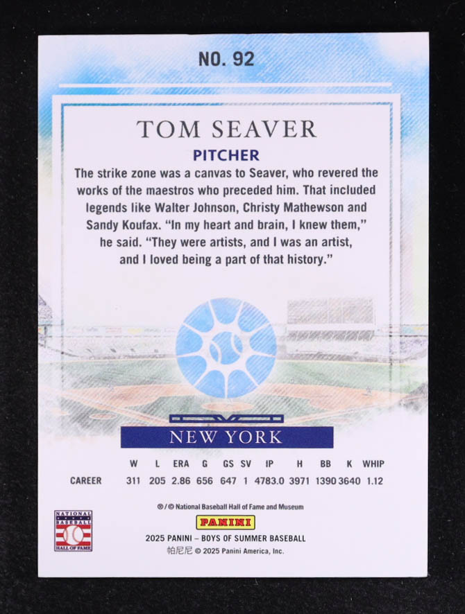 Tom Seaver 2025 Panini Boys of Summer Red #92 #125/175 at PristineAuction.com Tom Seaver 2025 Panini Boys of Summer Red #92 #125/175 at PristineAuction.com