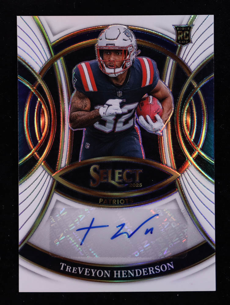 TreVeyon Henderson 2025 Select Rookie Signatures Prizm White #36 #29/35 at PristineAuction.com TreVeyon Henderson 2025 Select Rookie Signatures Prizm White #36 #29/35 at PristineAuction.com