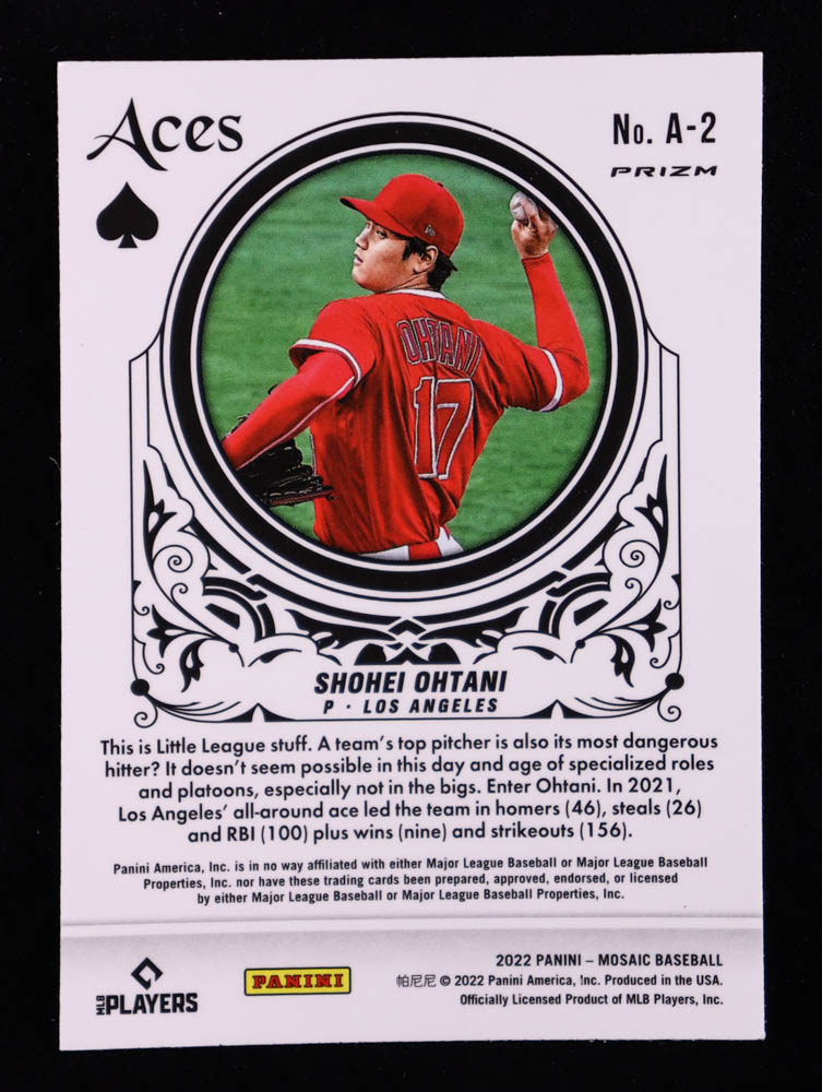 Shohei Ohtani 2022 Panini Mosaic Aces Mosaic #2 at PristineAuction.com Shohei Ohtani 2022 Panini Mosaic Aces Mosaic #2 at PristineAuction.com