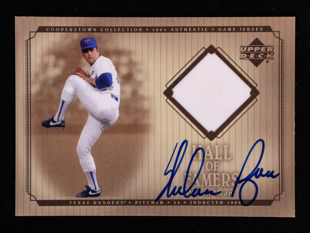 Nolan Ryan 2001 Upper Deck Hall of Famers Game Jersey Autograph #SJNR at PristineAuction.com Nolan Ryan 2001 Upper Deck Hall of Famers Game Jersey Autograph #SJNR at PristineAuction.com