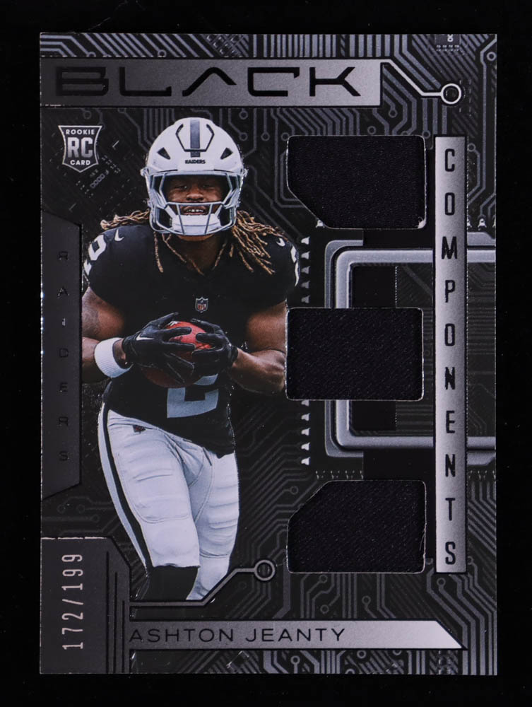 Ashton Jeanty 2025 Panini Black Components Jerseys #RCOAJY RC #172/199 at PristineAuction.com Ashton Jeanty 2025 Panini Black Components Jerseys #RCOAJY RC #172/199 at PristineAuction.com