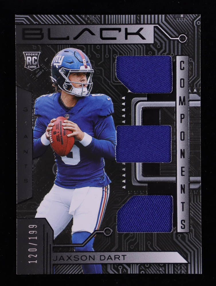 Jaxson Dart 2025 Panini Black Components Jerseys #RCOJDT RC #120/199 at PristineAuction.com Jaxson Dart 2025 Panini Black Components Jerseys #RCOJDT RC #120/199 at PristineAuction.com