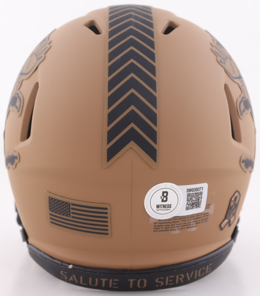 Myles Garrett Signed Browns Salute to Service Alternate Speed Mini Helmet (Beckett) at PristineAuction.com Myles Garrett Signed Browns Salute to Service Alternate Speed Mini Helmet (Beckett) at PristineAuction.com
