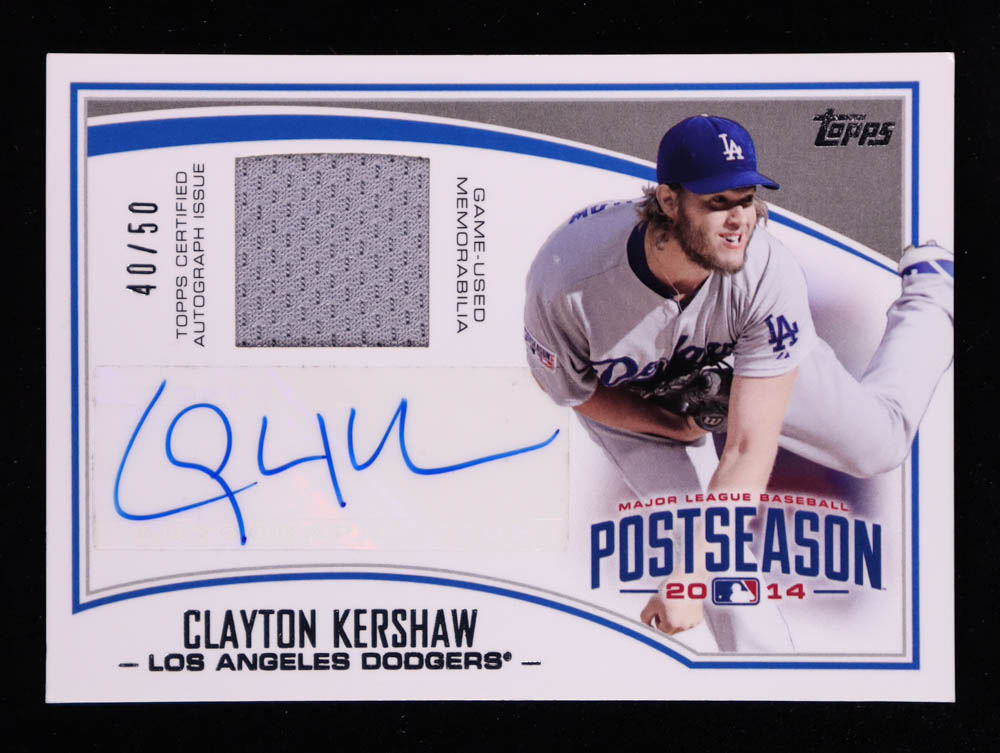 Clayton Kershaw 2015 Topps Postseason Performance Autograph Relics #PPARCK #40/50 at PristineAuction.com Clayton Kershaw 2015 Topps Postseason Performance Autograph Relics #PPARCK #40/50 at PristineAuction.com