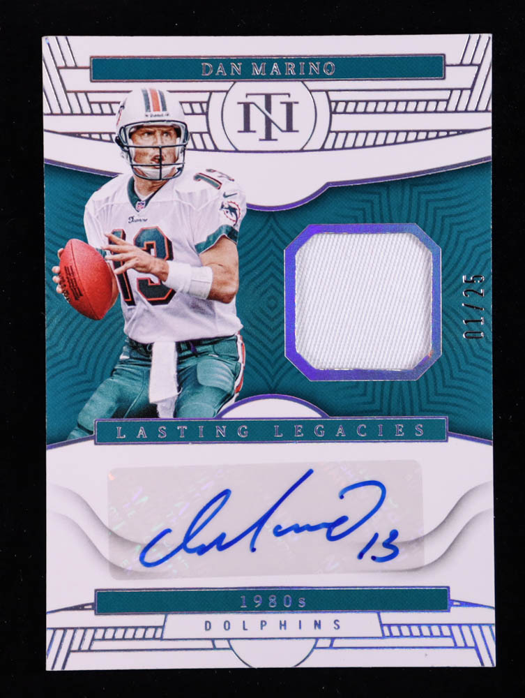 Dan Marino 2022 Panini National Treasures Lasting Legacies Material Autographs Holo Silver #21 #1/25 at PristineAuction.com Dan Marino 2022 Panini National Treasures Lasting Legacies Material Autographs Holo Silver #21 #1/25 at PristineAuction.com