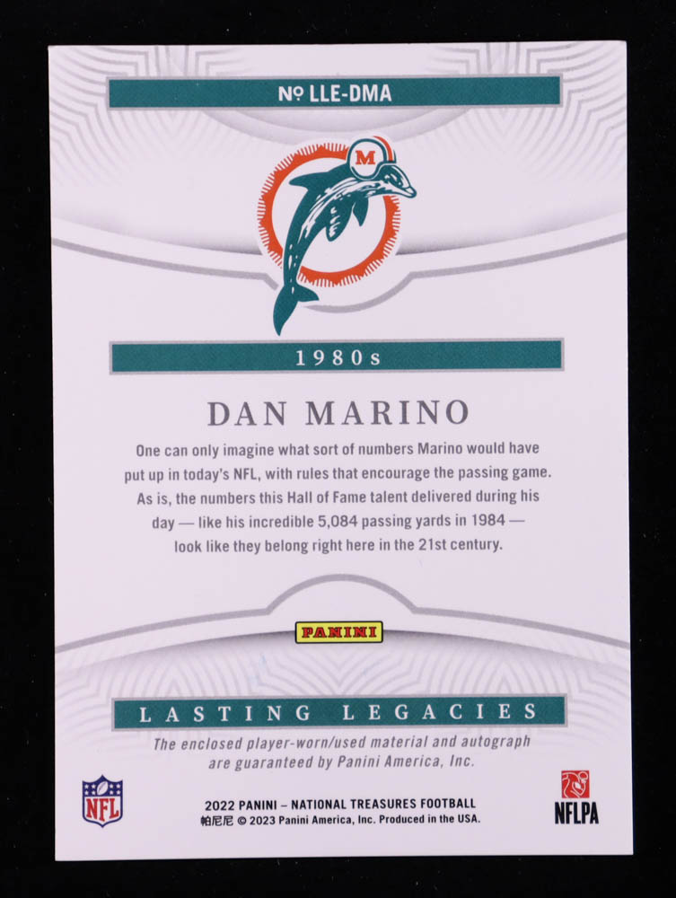 Dan Marino 2022 Panini National Treasures Lasting Legacies Material Autographs Holo Silver #21 #1/25 at PristineAuction.com Dan Marino 2022 Panini National Treasures Lasting Legacies Material Autographs Holo Silver #21 #1/25 at PristineAuction.com