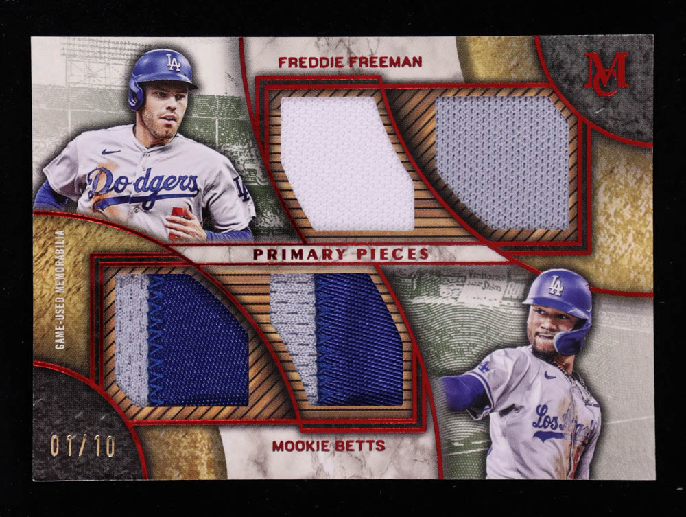 Freddie Freeman / Mookie Betts 2025 Topps Museum Collection Primary Pieces Dual Player Quad Relics Ruby #DPQRFB #1/10 at PristineAuction.com Freddie Freeman / Mookie Betts 2025 Topps Museum Collection Primary Pieces Dual Player Quad Relics Ruby #DPQRFB #1/10 at PristineAuction.com