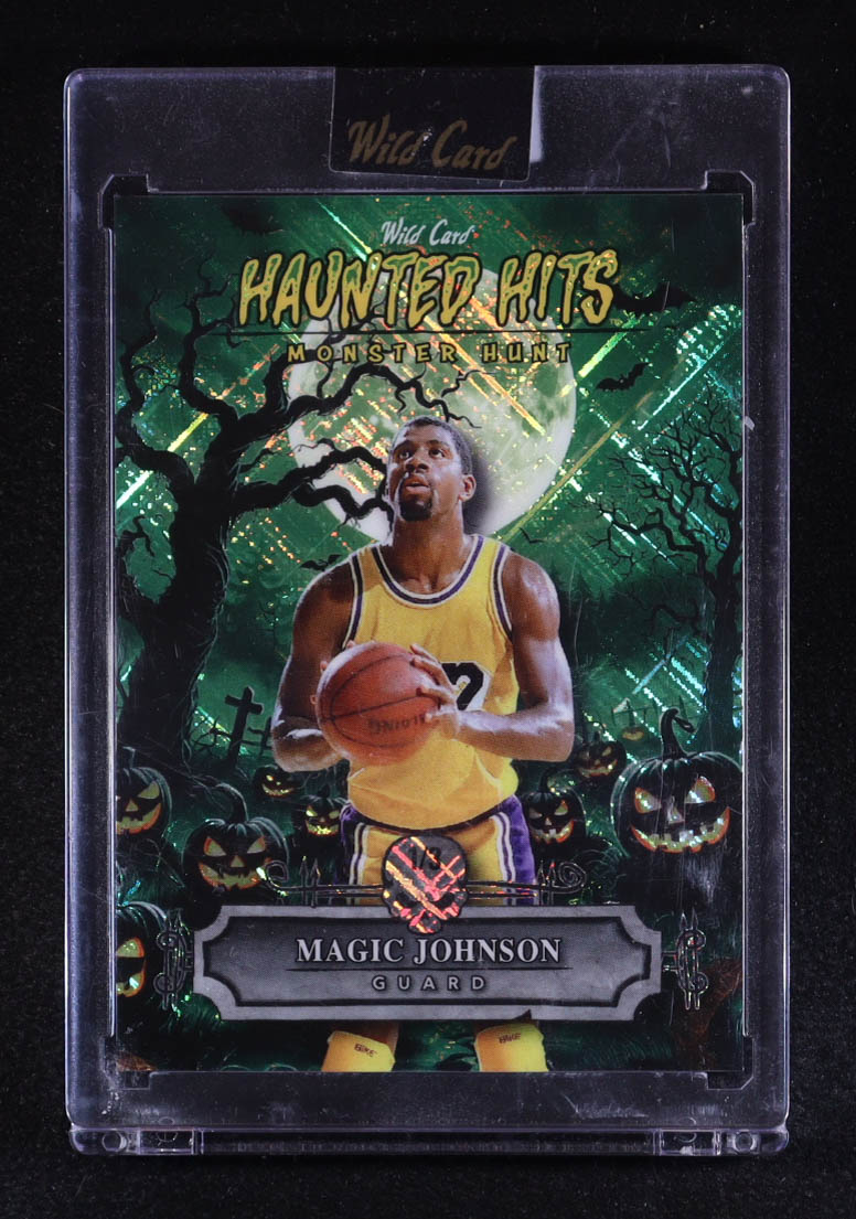 Magic Johnson 2025 Wild Card Haunted Hits Monster Hunt Green Pumpkin Patch Cross Hatch #MJ #1/3 at PristineAuction.com Magic Johnson 2025 Wild Card Haunted Hits Monster Hunt Green Pumpkin Patch Cross Hatch #MJ #1/3 at PristineAuction.com