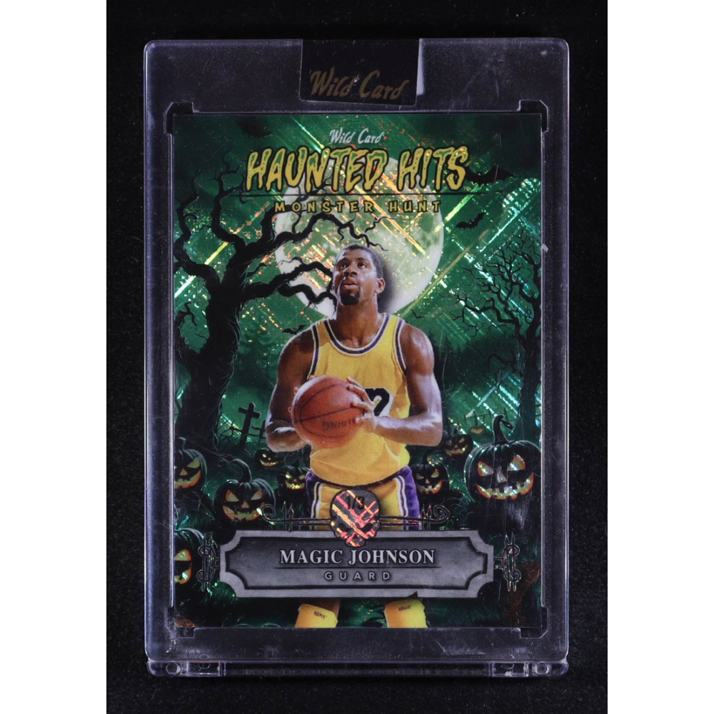 Magic Johnson 2025 Wild Card Haunted Hits Monster Hunt Green Pumpkin Patch Cross Hatch #MJ #1/3 at PristineAuction.com