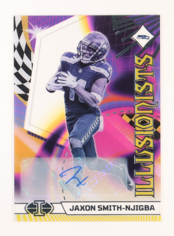 Jaxon Smith-Njigba 2023 Panini Illusions Illusionists Autographs Gold #15 RC #2/10 at PristineAuction.com Jaxon Smith-Njigba 2023 Panini Illusions Illusionists Autographs Gold #15 RC #2/10 at PristineAuction.com