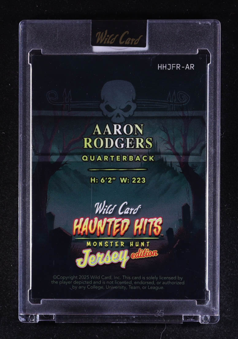 Aaron Rodgers 2025 Wild Card Haunted Hits Monster Hunt Jersey Edition Frankenstein Mojo #AR #2/6 at PristineAuction.com Aaron Rodgers 2025 Wild Card Haunted Hits Monster Hunt Jersey Edition Frankenstein Mojo #AR #2/6 at PristineAuction.com