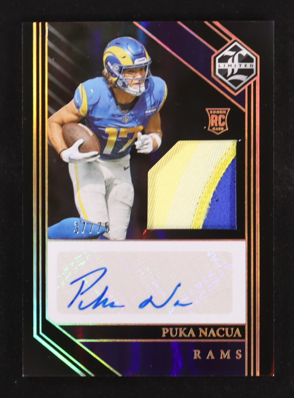 Puka Nacua 2023 Limited Gold Spotlight #128 Jersey Autograph RC #37/75 at PristineAuction.com Puka Nacua 2023 Limited Gold Spotlight #128 Jersey Autograph RC #37/75 at PristineAuction.com