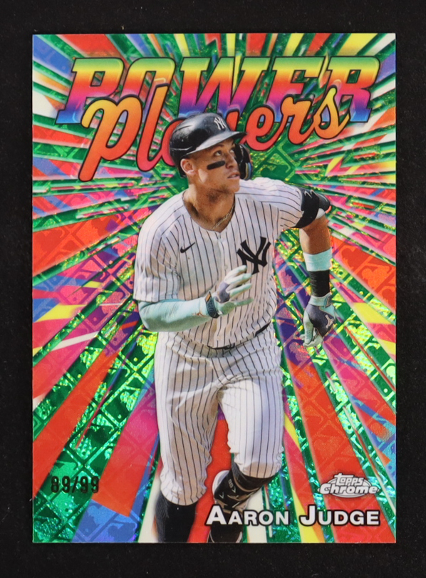 Aaron Judge 2025 Topps Chrome Logofractor Power Players Green Refractors #PP1 #89/99 at PristineAuction.com Aaron Judge 2025 Topps Chrome Logofractor Power Players Green Refractors #PP1 #89/99 at PristineAuction.com