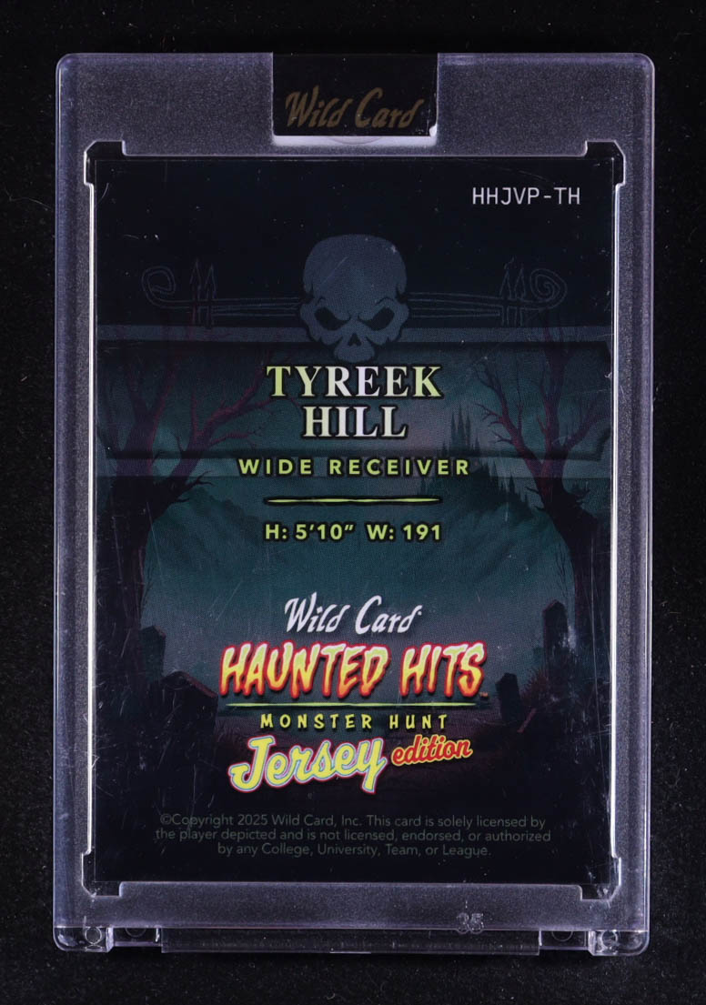 Tyreek Hill 2025 Wild Card Haunted Hits Monster Hunt Jersey Edition Vampire Shimmer #TH #2/7 at PristineAuction.com Tyreek Hill 2025 Wild Card Haunted Hits Monster Hunt Jersey Edition Vampire Shimmer #TH #2/7 at PristineAuction.com