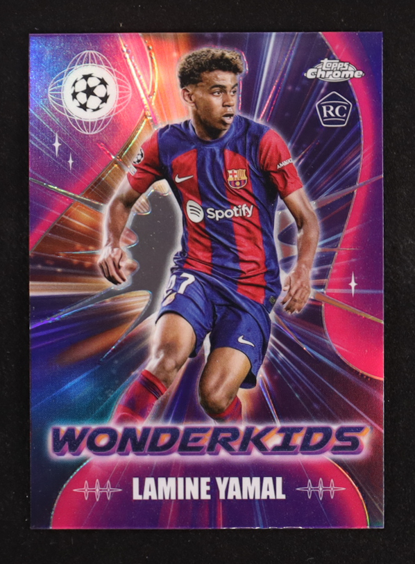 Lamine Yamal 2023-24 Topps Chrome UEFA Club Competitions Wonderkids #WK3 RC at PristineAuction.com Lamine Yamal 2023-24 Topps Chrome UEFA Club Competitions Wonderkids #WK3 RC at PristineAuction.com