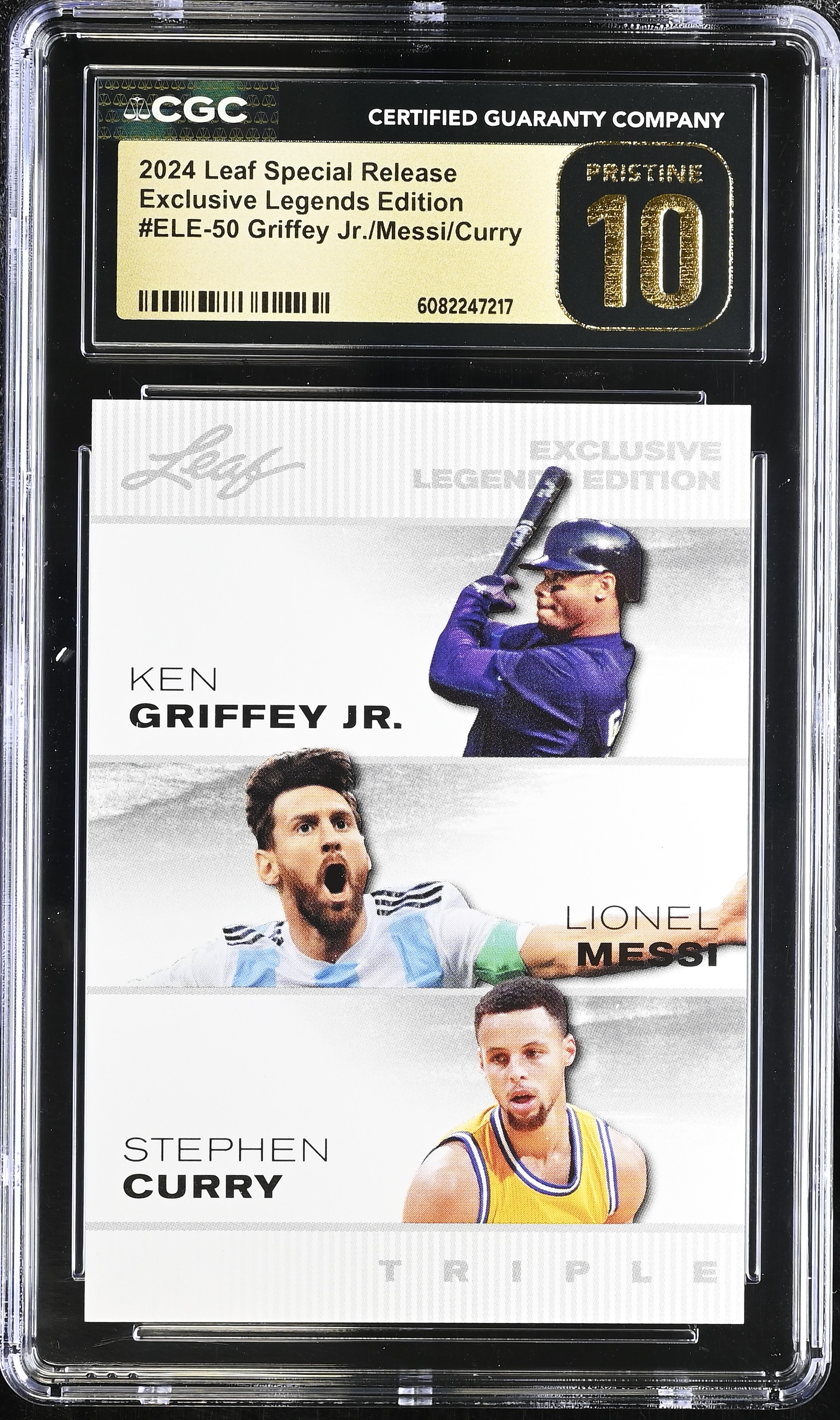 Griffey Jr./Messi/Curry 2024 Leaf Special Release Exclusive Legends Edition #50 (CGC 10 | Black Label) at PristineAuction.com Griffey Jr./Messi/Curry 2024 Leaf Special Release Exclusive Legends Edition #50 (CGC 10 | Black Label) at PristineAuction.com