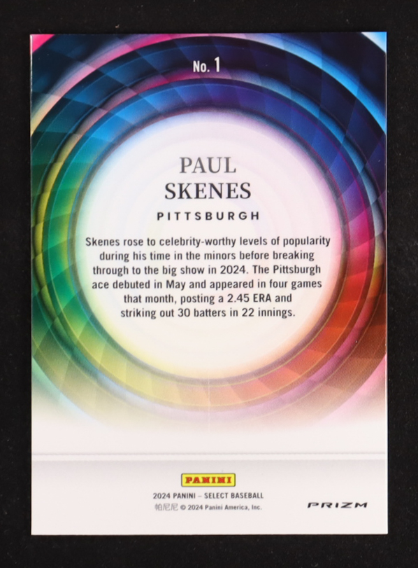 Paul Skenes 2024 Select Color Wheel #1 RC at PristineAuction.com Paul Skenes 2024 Select Color Wheel #1 RC at PristineAuction.com