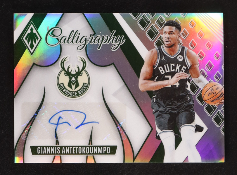 Giannis Antetokounmpo 2023-24 Panini Phoenix Calligraphy #33 #25/49 at PristineAuction.com Giannis Antetokounmpo 2023-24 Panini Phoenix Calligraphy #33 #25/49 at PristineAuction.com