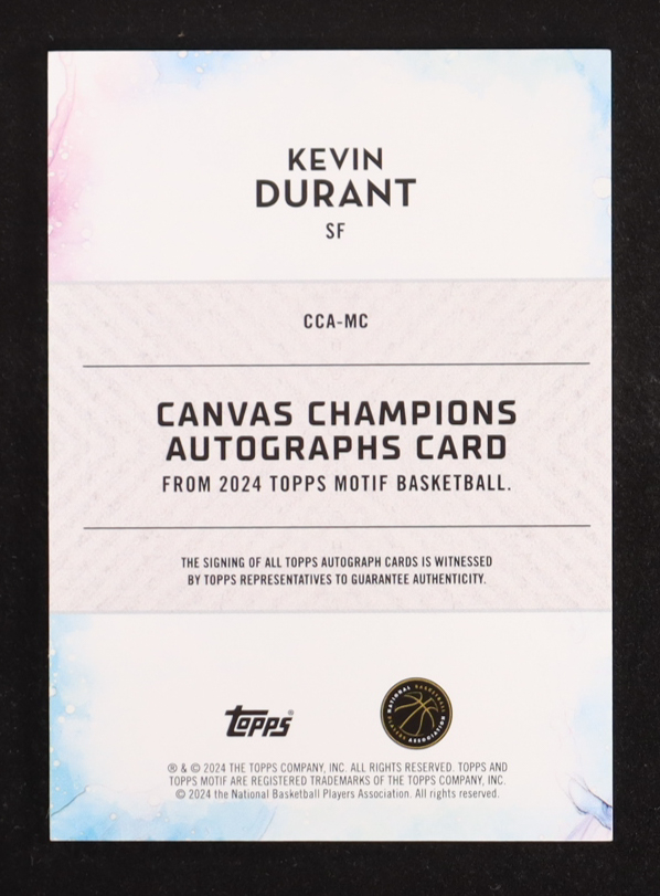 Kevin Durant 2023-24 Topps Motif Canvas Champions Autographs Pyrrol Scarlet #CCAKD #5/5 at PristineAuction.com Kevin Durant 2023-24 Topps Motif Canvas Champions Autographs Pyrrol Scarlet #CCAKD #5/5 at PristineAuction.com