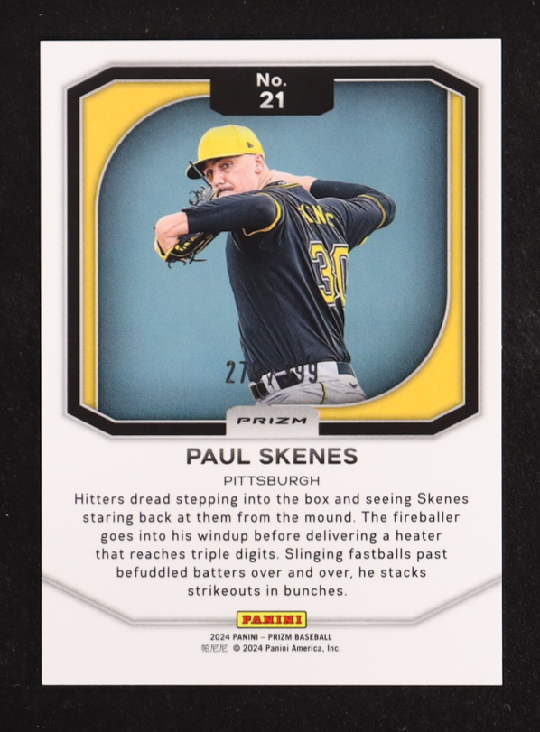Paul Skenes 2024 Panini Prizm Top Tier Prizms Red Pulsar #21 RC #279/399 at PristineAuction.com Paul Skenes 2024 Panini Prizm Top Tier Prizms Red Pulsar #21 RC #279/399 at PristineAuction.com