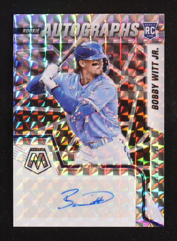 Bobby Witt Jr. 2022 Panini Mosaic Rookie Autographs Mosaic #76 RC at PristineAuction.com Bobby Witt Jr. 2022 Panini Mosaic Rookie Autographs Mosaic #76 RC at PristineAuction.com