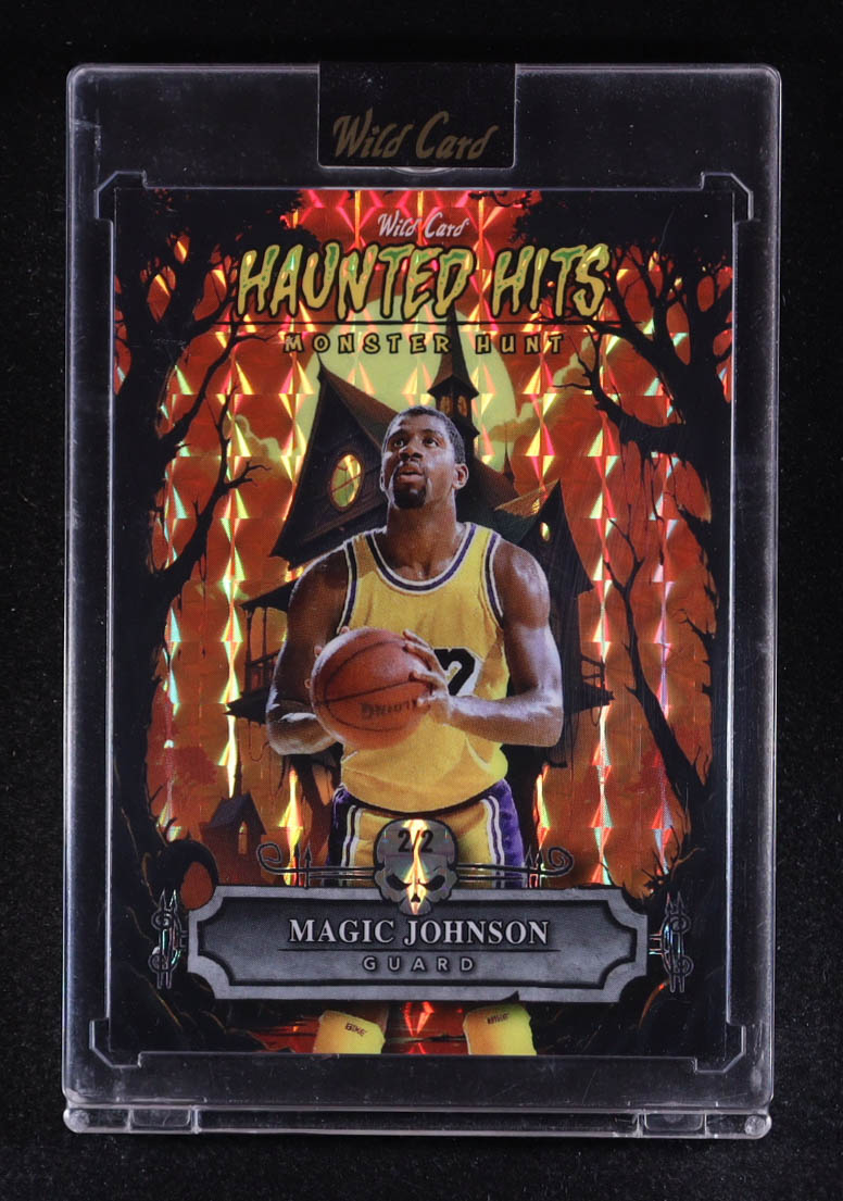 Magic Johnson 2025 Wild Card Haunted Hits Monster Hunt Orange Haunted House Mosaic #MJ #2/2 at PristineAuction.com Magic Johnson 2025 Wild Card Haunted Hits Monster Hunt Orange Haunted House Mosaic #MJ #2/2 at PristineAuction.com