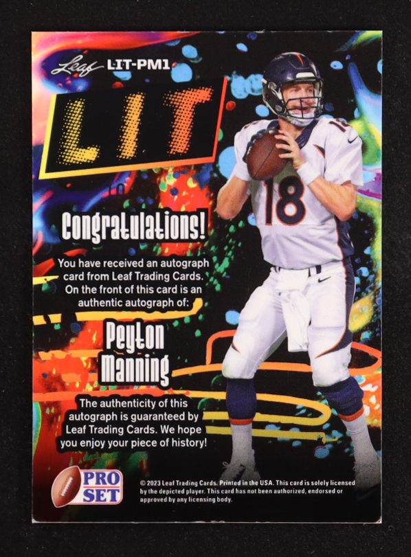 Peyton Manning 2023 Leaf Pro Set Metal LIT #LIT-PM1 #10/10 at PristineAuction.com Peyton Manning 2023 Leaf Pro Set Metal LIT #LIT-PM1 #10/10 at PristineAuction.com