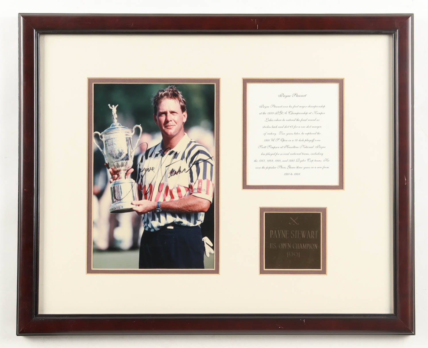 "Payne Stewart Signed "US Open 1991" Custom Framed Photo Display (JSA) at PristineAuction.com "Payne Stewart Signed "US Open 1991" Custom Framed Photo Display (JSA) at PristineAuction.com