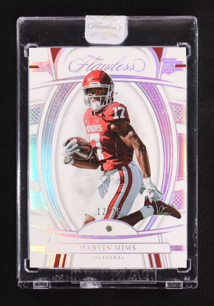 Marvin Mims 2023 Panini Flawless Collegiate #67 RC #12/25 at PristineAuction.com Marvin Mims 2023 Panini Flawless Collegiate #67 RC #12/25 at PristineAuction.com