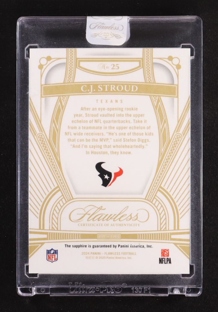 CJ Stroud 2024 Panini Flawless Sapphire #25 #4/15 at PristineAuction.com CJ Stroud 2024 Panini Flawless Sapphire #25 #4/15 at PristineAuction.com