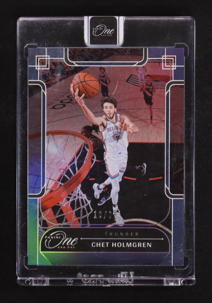 Chet Holmgren 2023-24 Panini One and One Blue #38 #10/35 at PristineAuction.com Chet Holmgren 2023-24 Panini One and One Blue #38 #10/35 at PristineAuction.com
