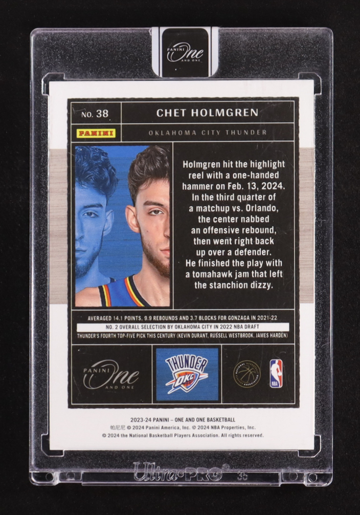Chet Holmgren 2023-24 Panini One and One Blue #38 #10/35 at PristineAuction.com Chet Holmgren 2023-24 Panini One and One Blue #38 #10/35 at PristineAuction.com