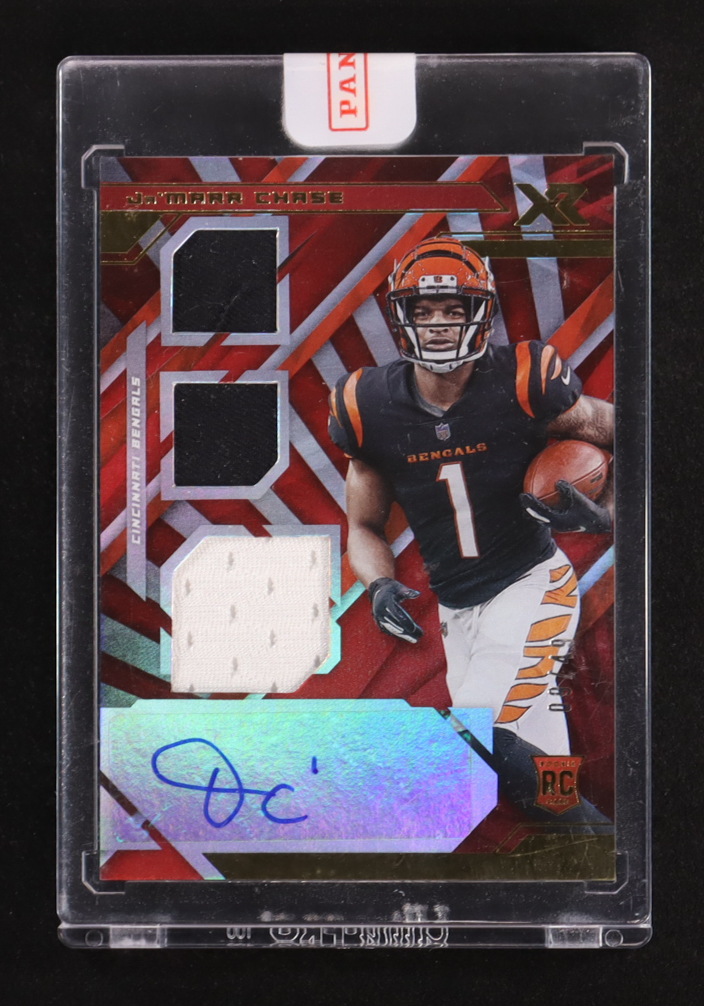 Ja'Marr Chase 2021 Panini XR Red #205 Jersey Autograph EXCH RC #9/49 at PristineAuction.com Ja'Marr Chase 2021 Panini XR Red #205 Jersey Autograph EXCH RC #9/49 at PristineAuction.com