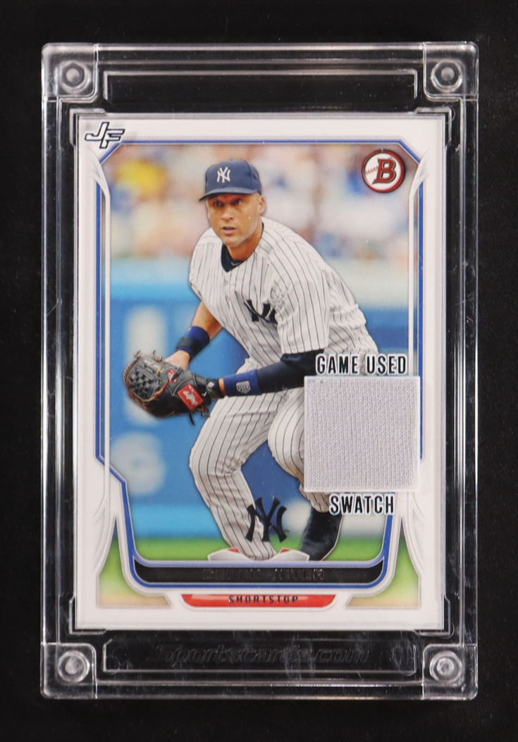 Derek Jeter 2022 Jersey Fusion Game-Used Swatch #DJ03 at PristineAuction.com Derek Jeter 2022 Jersey Fusion Game-Used Swatch #DJ03 at PristineAuction.com
