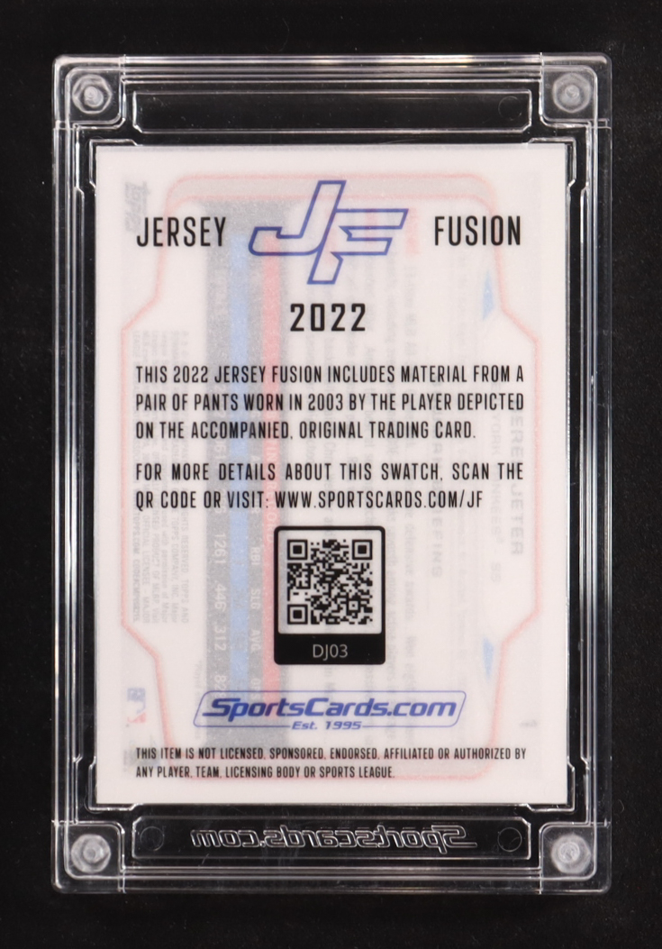 Derek Jeter 2022 Jersey Fusion Game-Used Swatch #DJ03 at PristineAuction.com Derek Jeter 2022 Jersey Fusion Game-Used Swatch #DJ03 at PristineAuction.com