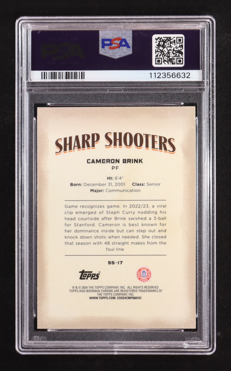 Cameron Brink 2023-24 Bowman Chrome University Sharp Shooters #SS17 RC (PSA 10) at PristineAuction.com Cameron Brink 2023-24 Bowman Chrome University Sharp Shooters #SS17 RC (PSA 10) at PristineAuction.com