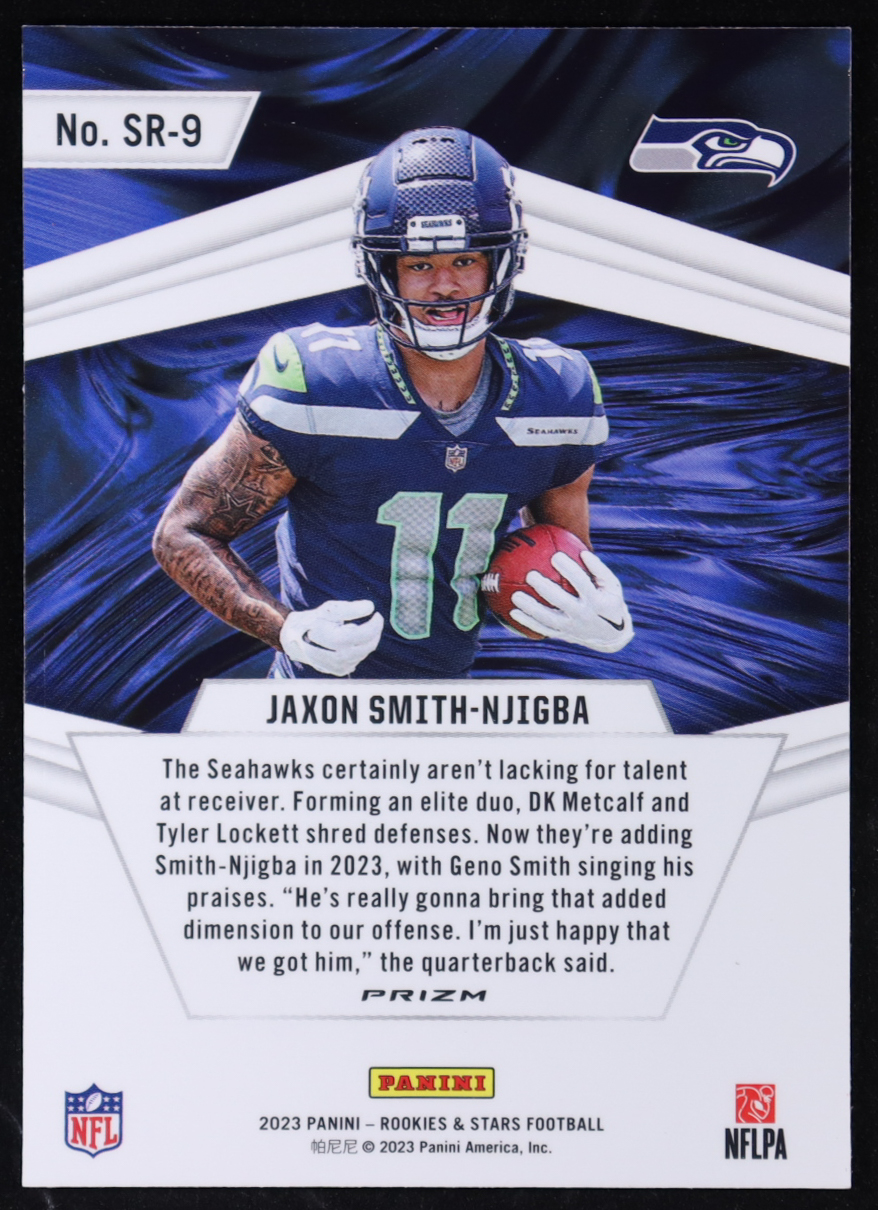 Jaxon Smith-Njigba 2023 Rookies and Stars Stellar Rookies Longevity #9 RC at PristineAuction.com Jaxon Smith-Njigba 2023 Rookies and Stars Stellar Rookies Longevity #9 RC at PristineAuction.com