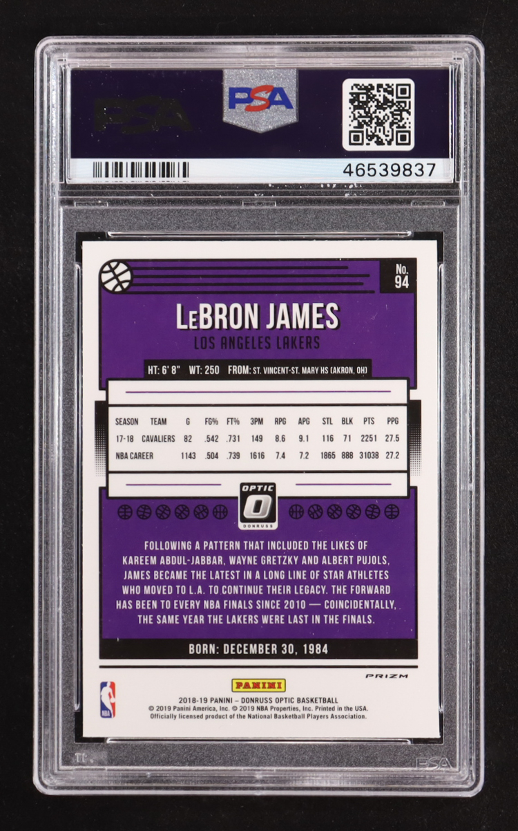 LeBron James 2018-19 Donruss Optic Holo #94 (PSA 9) at PristineAuction.com LeBron James 2018-19 Donruss Optic Holo #94 (PSA 9) at PristineAuction.com