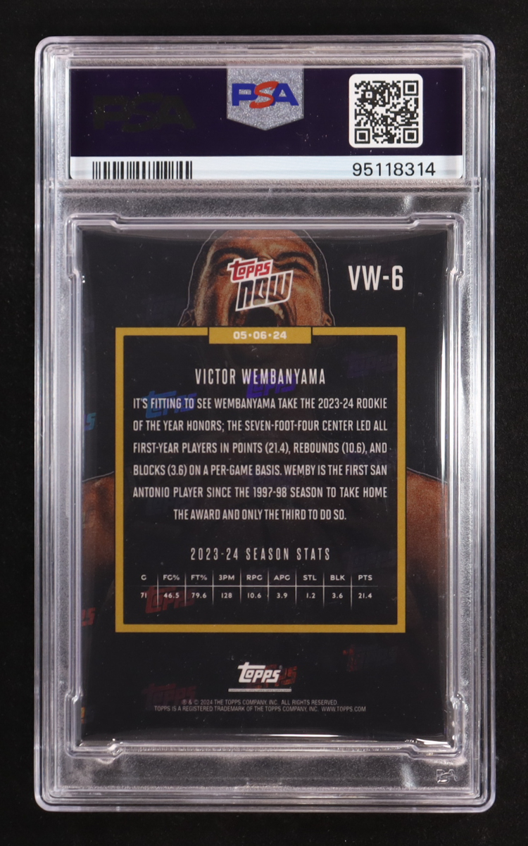 Victor Wembanyama 2023-24 Topps Now Victor Wembanyama #VW6 RC / ROY (PSA 9) at PristineAuction.com Victor Wembanyama 2023-24 Topps Now Victor Wembanyama #VW6 RC / ROY (PSA 9) at PristineAuction.com