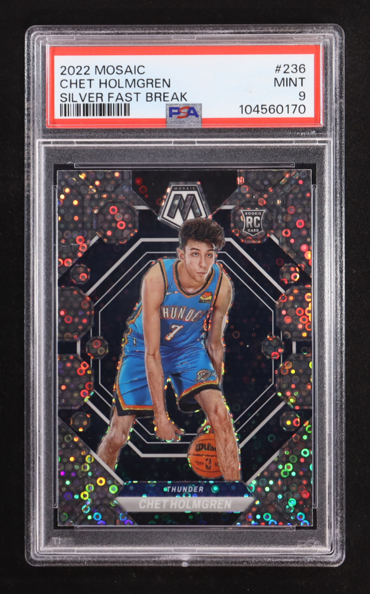 Chet Holmgren 2022-23 Panini Mosaic Mosaic Fast Break Silver #236 RC (PSA 9) at PristineAuction.com Chet Holmgren 2022-23 Panini Mosaic Mosaic Fast Break Silver #236 RC (PSA 9) at PristineAuction.com