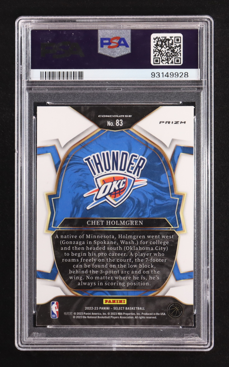 Chet Holmgren 2022-23 Select Prizms Blue Cracked Ice #83 RC (PSA 9) at PristineAuction.com Chet Holmgren 2022-23 Select Prizms Blue Cracked Ice #83 RC (PSA 9) at PristineAuction.com