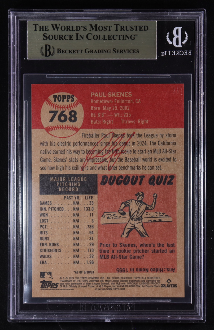 Paul Skenes 2024 Topps Living #768 RC (BGS 9.5) at PristineAuction.com Paul Skenes 2024 Topps Living #768 RC (BGS 9.5) at PristineAuction.com