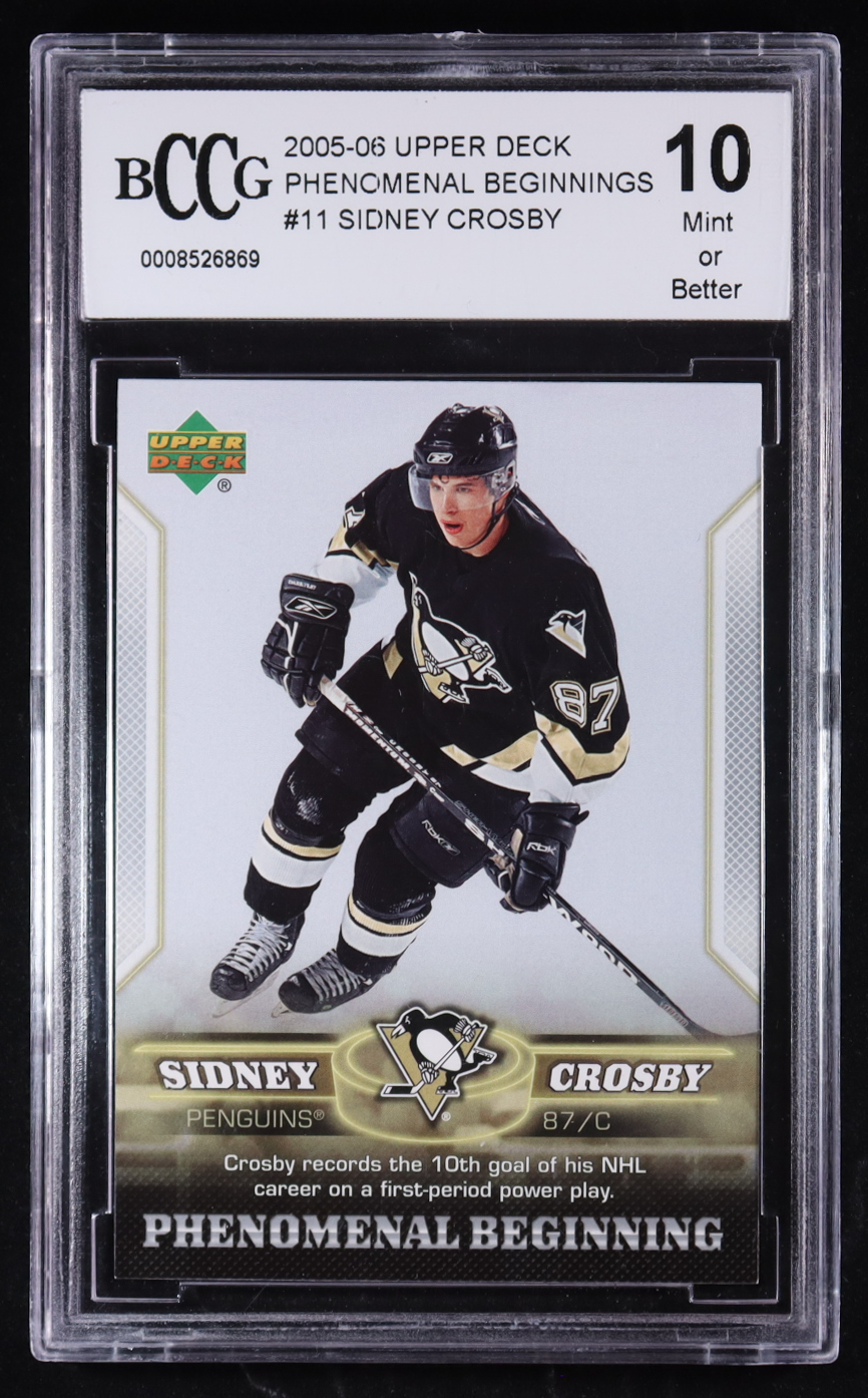 Sidney Crosby 2005-06 Upper Deck Phenomenal Beginnings #11 RC (BCCG 10) at PristineAuction.com Sidney Crosby 2005-06 Upper Deck Phenomenal Beginnings #11 RC (BCCG 10) at PristineAuction.com