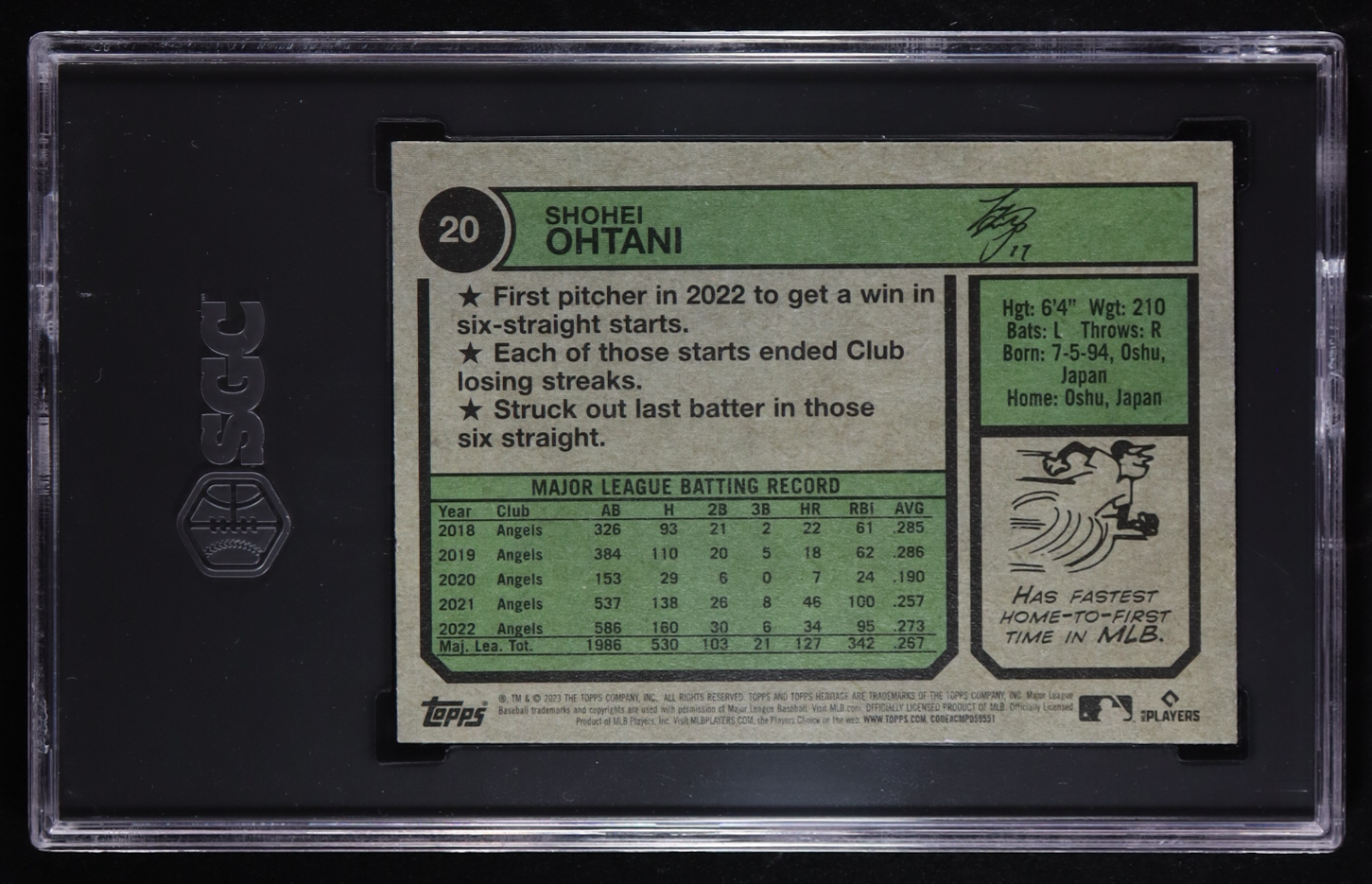 Shohei Ohtani 2023 Topps Heritage Chrome Purple Refractors #20 (SGC 9.5) at PristineAuction.com Shohei Ohtani 2023 Topps Heritage Chrome Purple Refractors #20 (SGC 9.5) at PristineAuction.com