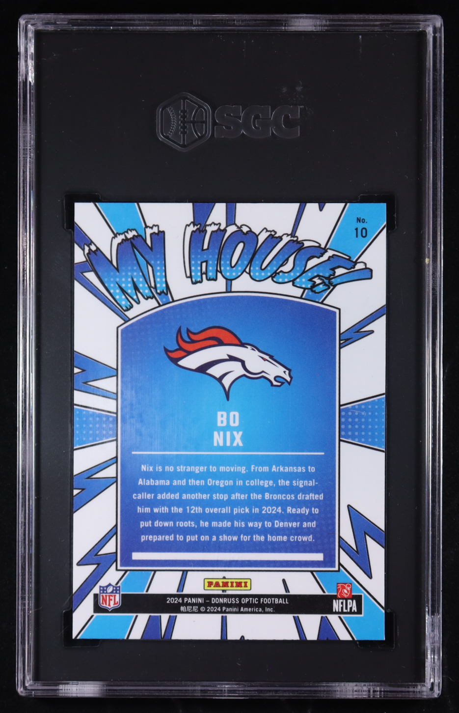 Bo Nix 2024 Donruss Optic My House #10 RC (SGC 10) at PristineAuction.com Bo Nix 2024 Donruss Optic My House #10 RC (SGC 10) at PristineAuction.com
